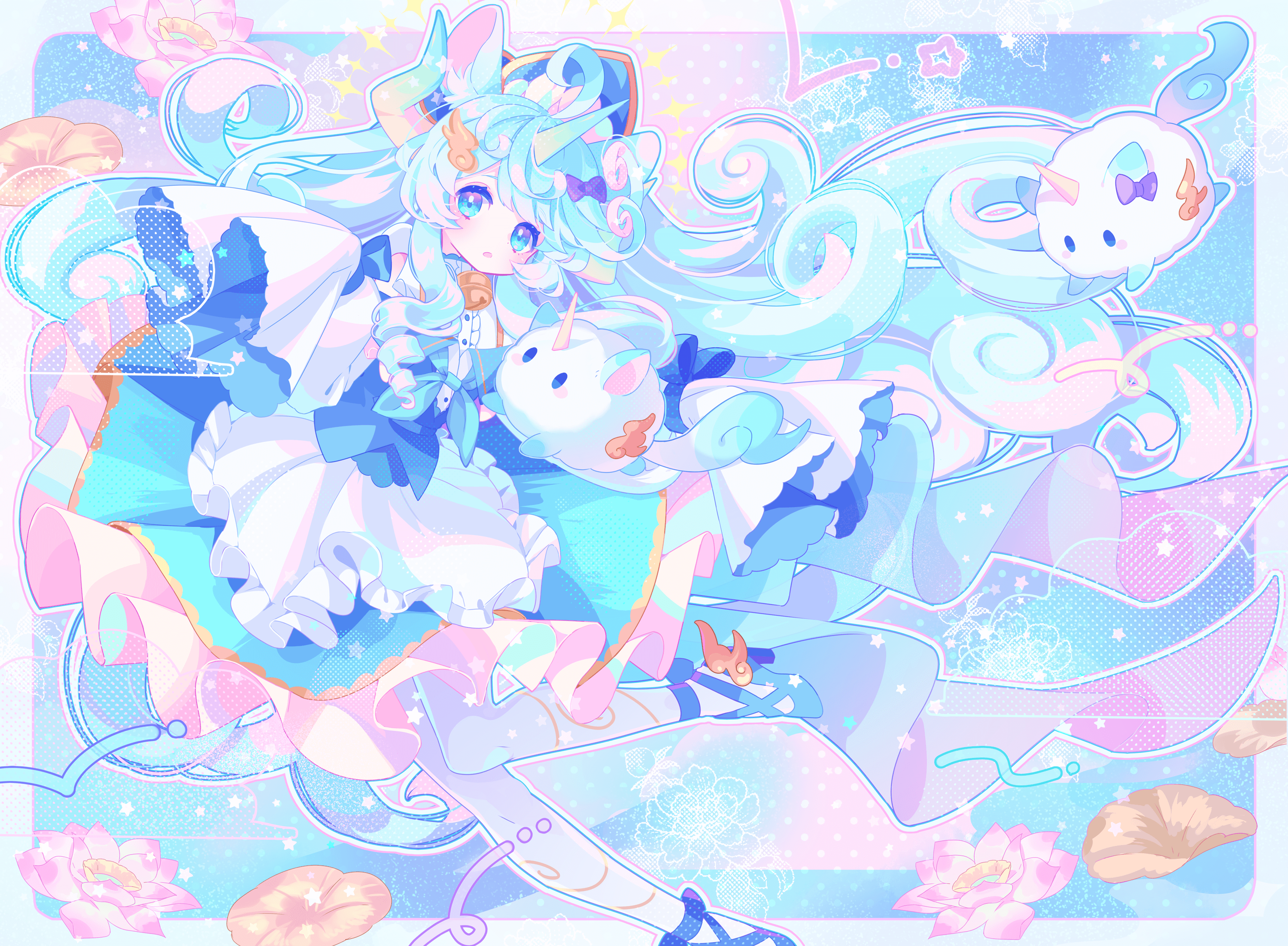 薄いピンク色メインのイラスト