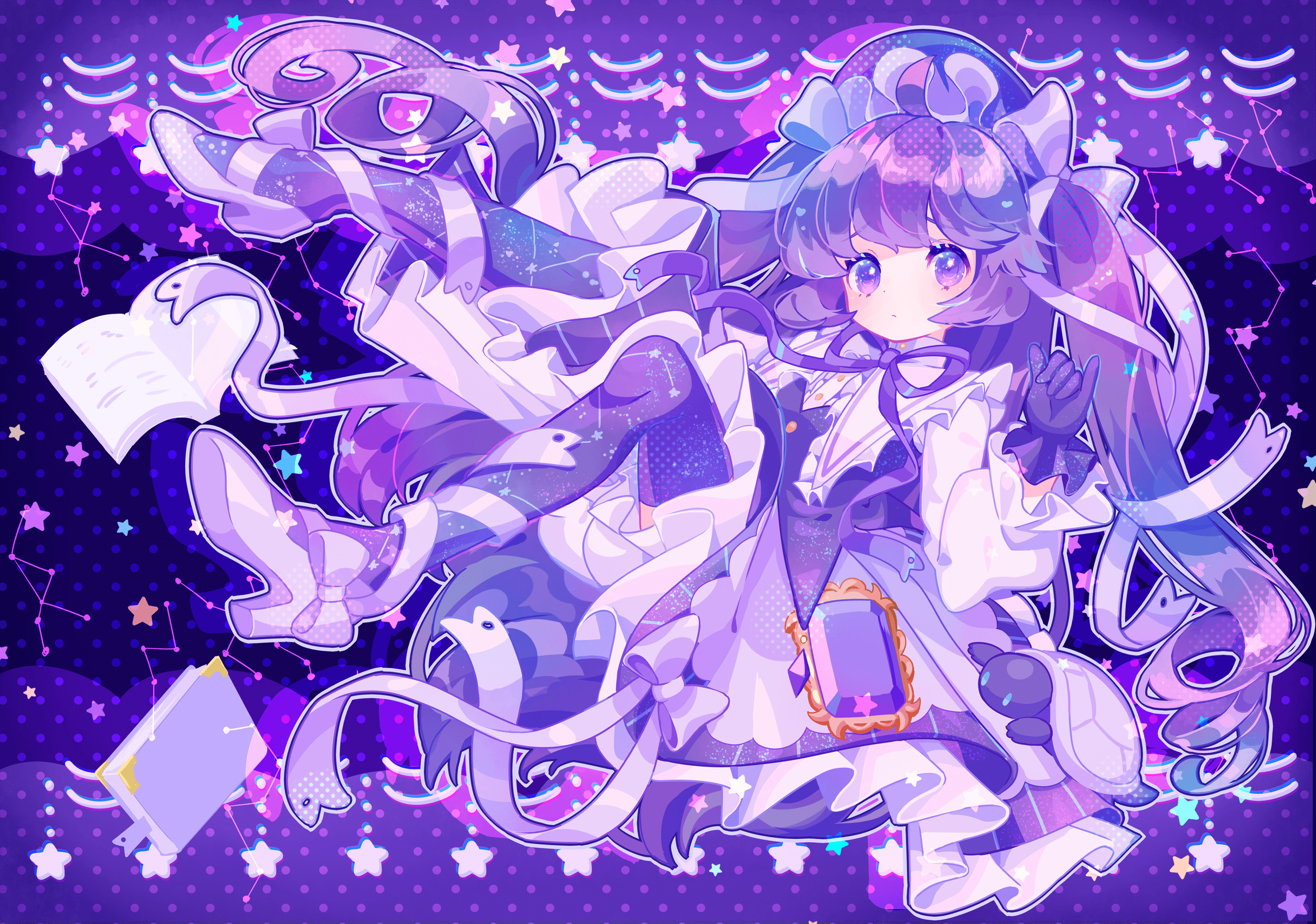 紫色メインのイラスト